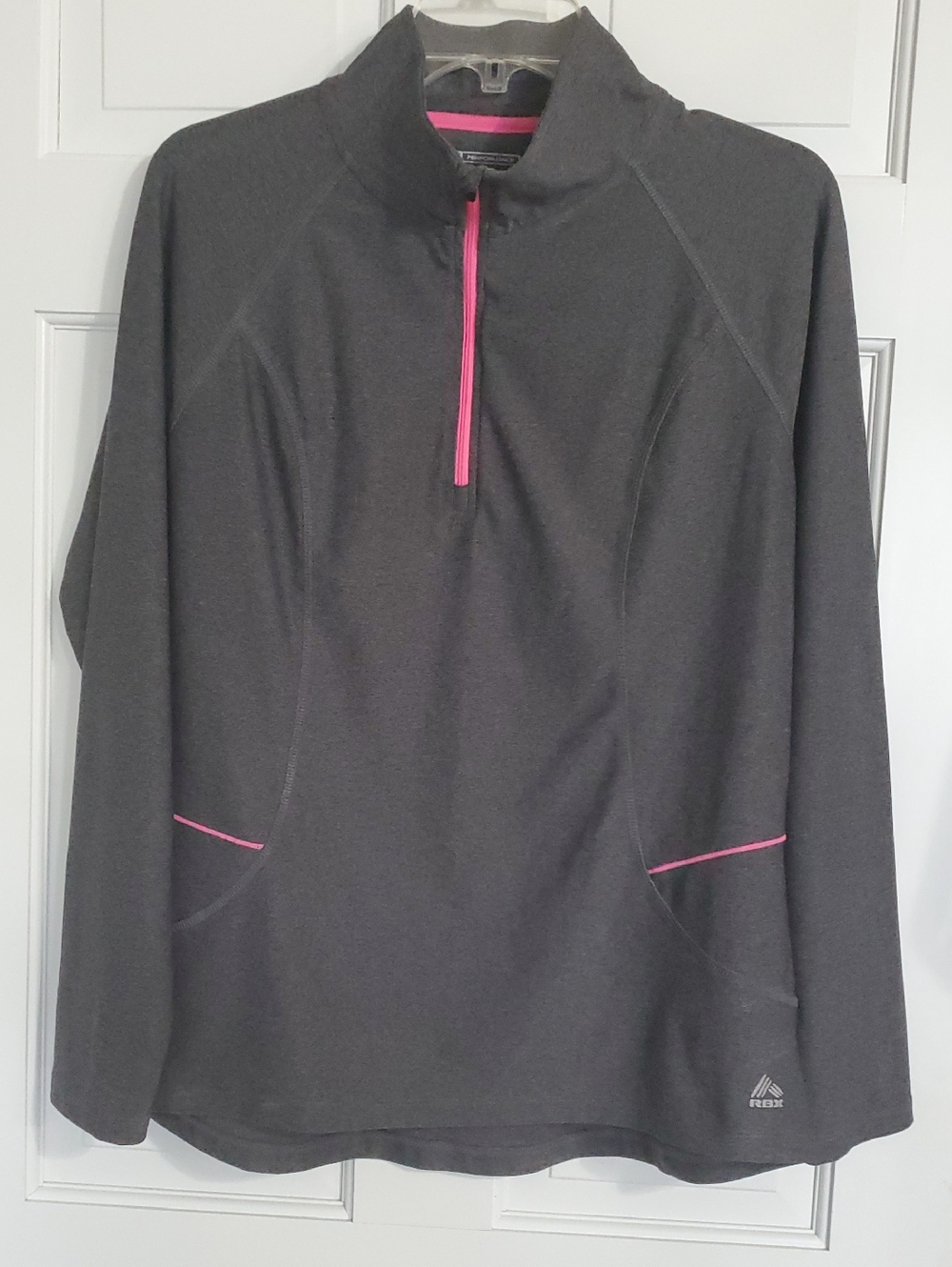 RBX Performance Dark Gray Quarter-Zip Pullover with Pink Accents Sz L